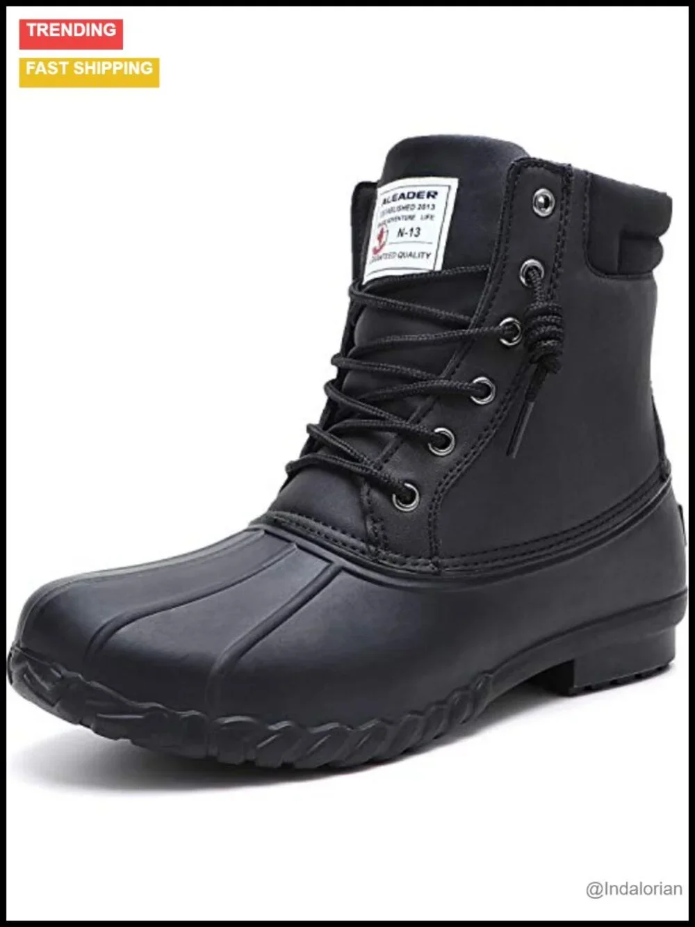 Men's Insulated Fur Lined Duck Boots Waterproof Winter Snow Boots Mid-Calf
